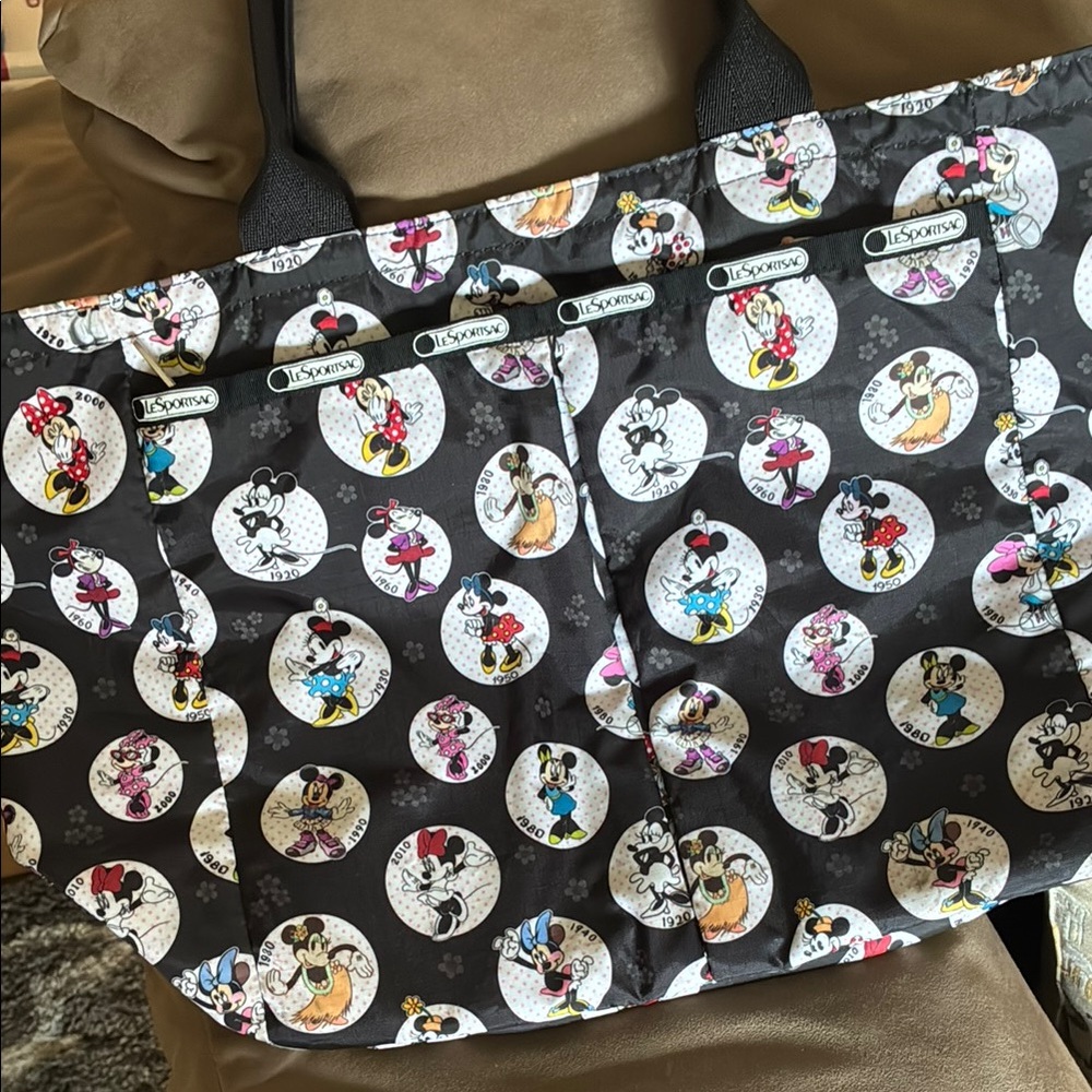 Lesportsac Black Tote with Disney Characters